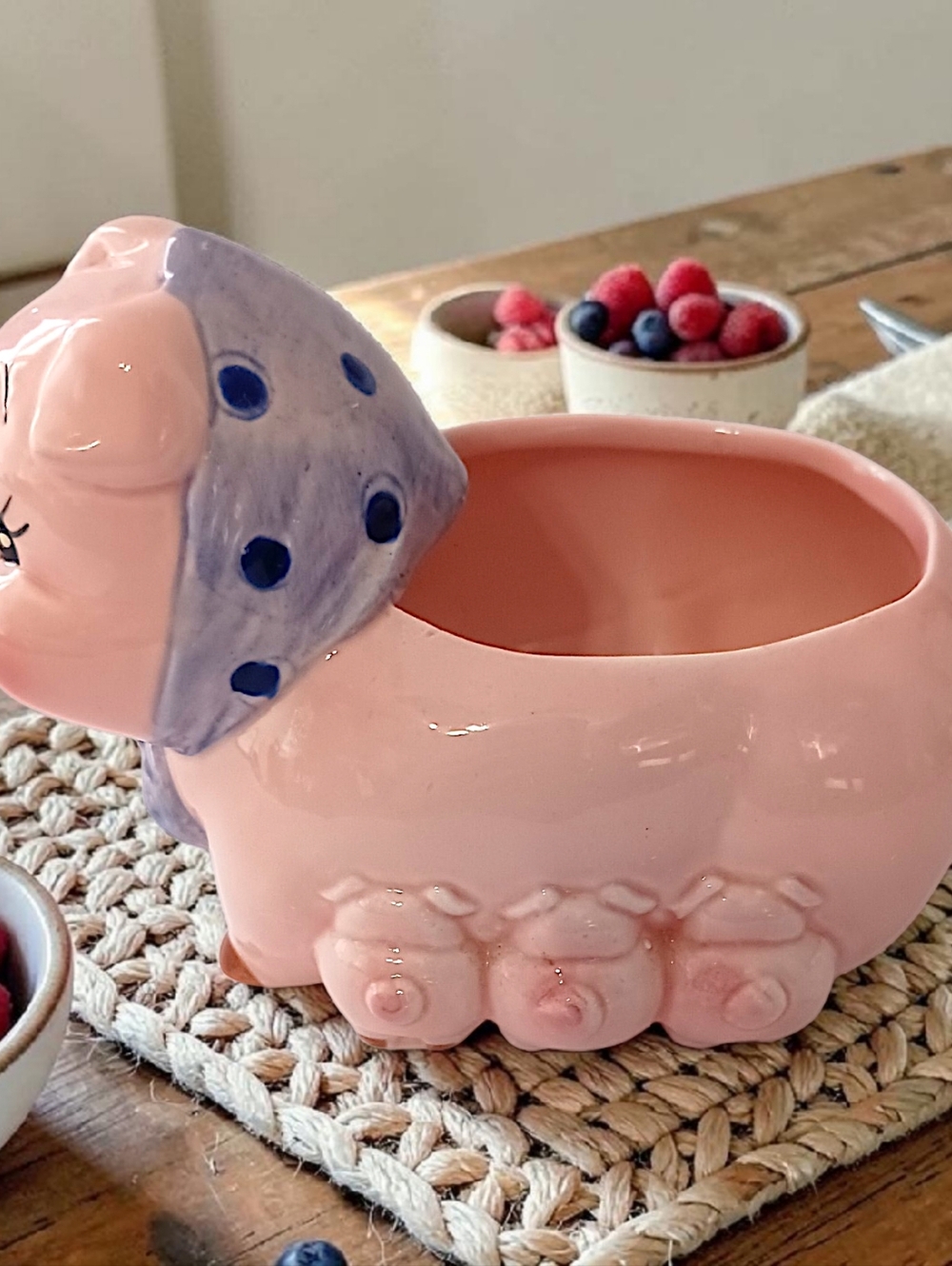 Vintage Lefton Anthropomorphic Pig Planter Ceramic Piglets Air Plant Succulents
